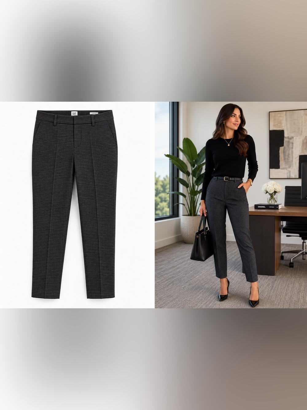 NWOT. GAP Women's Signature Skinny Ankle Grey Plaid Trousers. Size 20